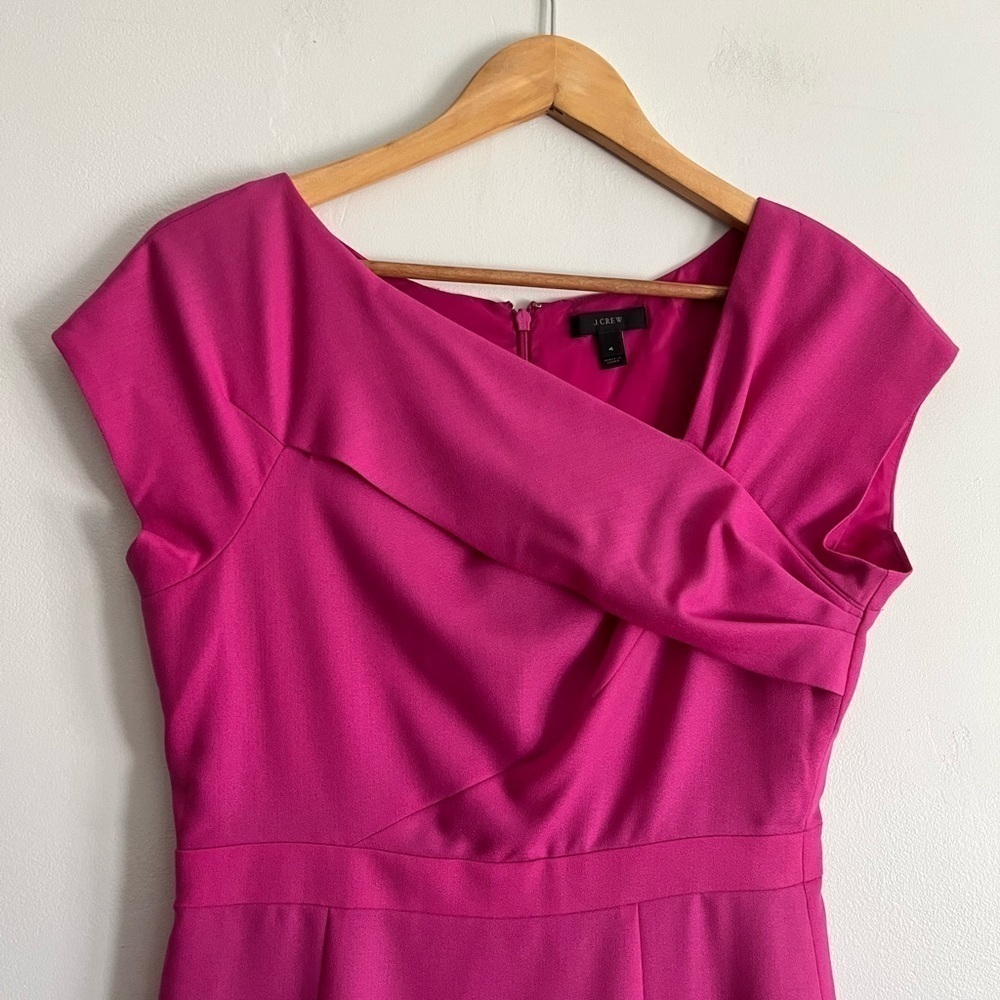 J.Crew Pink Origami Gathering Detail Wool Crepe Dress - Picture 5 of 9